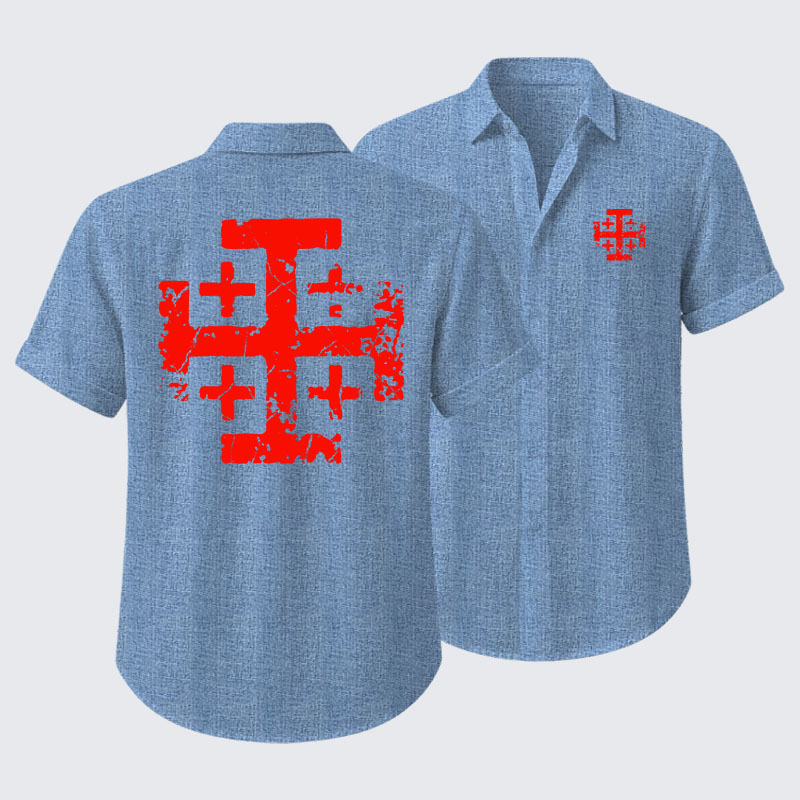 Knights Templar Jerusalem Cross Short Sleeve Shirt